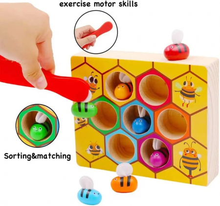 Joc de asociere si dexteritate fagure de albine, 3 ani, Edujucarii [0]