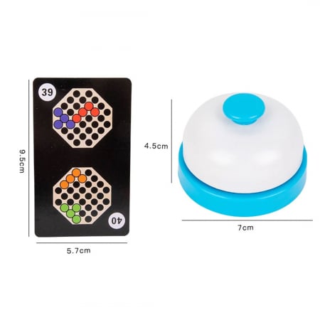 Joc de atentie, rabdare, rapiditate, sortare si indemanare, 64 bile colorate din lemn si accesorii, Joc tip Montessori,  Bead Fight, 3 ani+, [7]