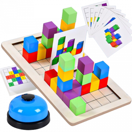 Pictura si desen - Joc de atentie, rabdare, rapiditate, sortare si indemanare, Joc tip Montessori, lemn, 2 Jucatori, Battle Building Block, 4 ani+, EduJucarii