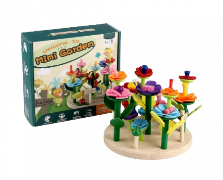 Jucarii interactive - Joc de creativitate, sortare si stivuire, Gradina de flori, Montessori, 3 ani+, EduJucarii