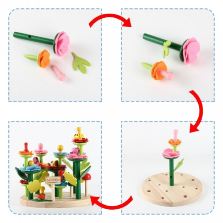 Joc de creativitate, sortare si stivuire, Gradina de flori, Montessori, 3 ani+, EduJucarii [5]
