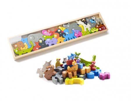 Joc de imbinare din lemn, tetris cu animale Safari, Alfabet A – Z [0]