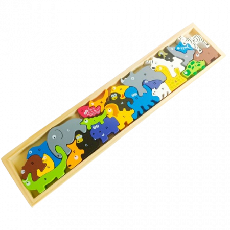 Joc de imbinare din lemn, tetris cu animale Safari, Alfabet A – Z [1]