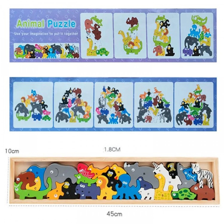 Joc de imbinare din lemn, tetris cu animale Safari, Alfabet A – Z [8]