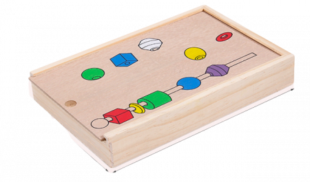 Joc de insiruire si sortare dupa model, siruri cu margele din lemn, indemanare, Montessori [4]