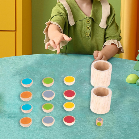 Joc de memorie si potrivire a culorilor, Memory Dice, lemn, Montessori, 3 ani+, Edujucarii [8]