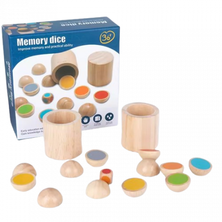 Joc de memorie si potrivire a culorilor, Memory Dice, lemn, Montessori, 3 ani+, Edujucarii [1]