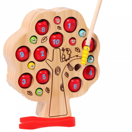 Joc  de pescuit,  Dexteritate si Motricitate, Montessori, Copacul cu mere numerotate si insecte, 3 ani+, Edujucarii [2]