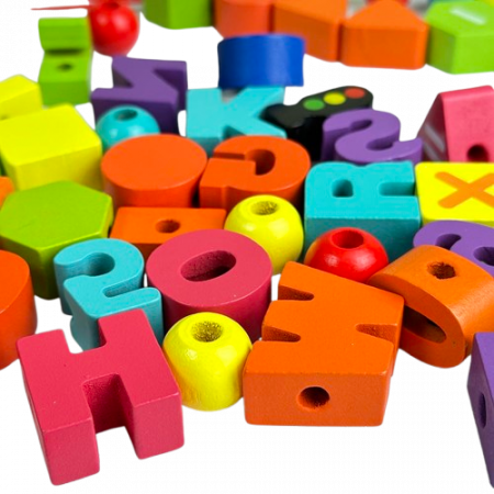 Joc de Snuruit cu Margele din Lemn, Joc de abilitati,  Numbers Letters 75 piese, 3 ani+, EduJucarii [2]