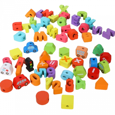 Joc de Snuruit cu Margele din Lemn, Joc de abilitati,  Numbers Letters 75 piese, 3 ani+, EduJucarii [9]