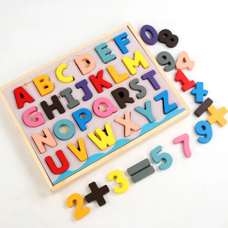 Puzzle educativ din lemn – Litere și Cifre | Joc Alphanumeric Pairings pentru copii 3+ ani [6]
