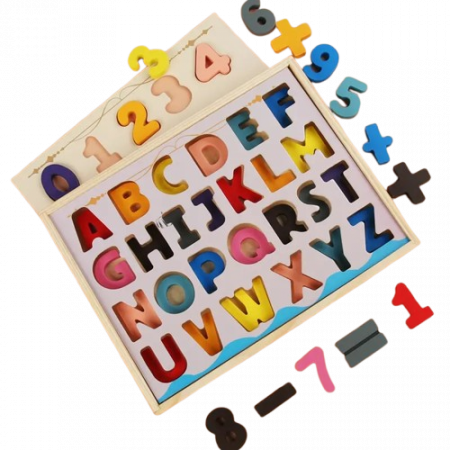 Activitati extracurriculare - Puzzle educativ din lemn – Litere și Cifre | Joc Alphanumeric Pairings pentru copii 3+ ani