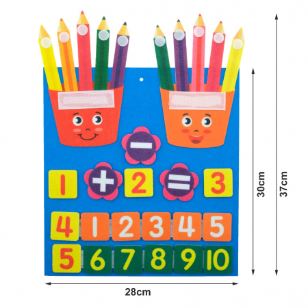 Joc matematic educativ, Invatam Adunarea si Scaderea, fetru, 32x30 cm, 3 ani+, Edujucarii [5]
