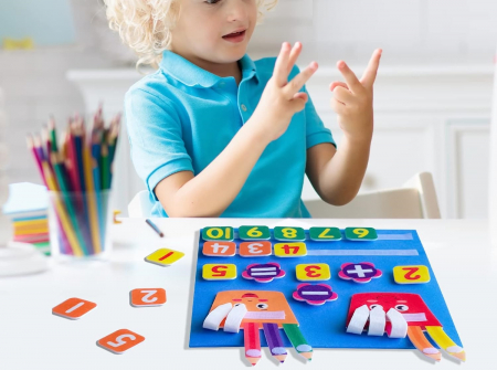 Joc matematic educativ, Invatam Adunarea si Scaderea, fetru, 32x30 cm, 3 ani+, Edujucarii [6]