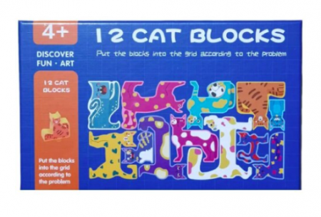 Joc Educativ 3D,  Montessori, Lemn, Tetris Cu Pisici, 4 ani+ [2]