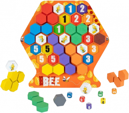 Puzzle - Joc educativ Construieste un fagure, Montessori, lemn, 3 ani+, EduJucarii
