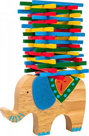 Joc educativ de echilibru, Model elefant, Lemn, Multicolor, 41 piese [1]