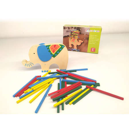 Joc educativ de echilibru, Model elefant, Lemn, Multicolor, 41 piese [4]