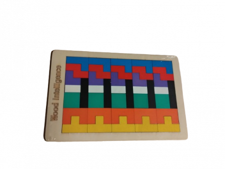 Joc educativ de inteligenta Tetris, puzzle, lemn, multicolor, Montessori, 3 ani+ [4]