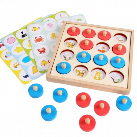 Jocuri de memorie, inteligenta si asociere - Joc educativ de memorie  si asociere „Multi Function Memory Chess”, 3 ani+, EduJucarii