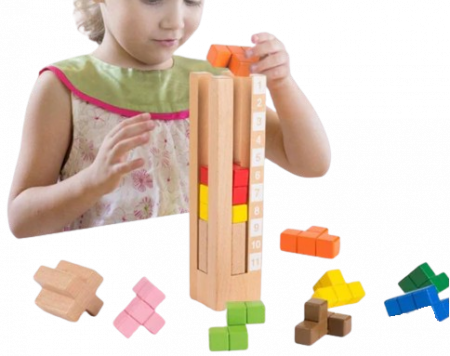 Joc educativ de potrivire forme, Turn tetris, lemn, Montessori, 3 ani+, EduJucarii [10]