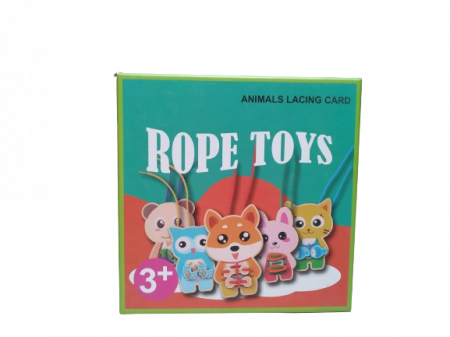 Joc educativ din lemn de snuruit animalute, Montessori, Rope Toys, 3 ani+ [4]