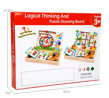 Joc Educativ din Lemn, Labirint cu Animale de la Ferma, Logical Thinking and puzzle Drawing Board, 3 ani+, EduJucarii [4]