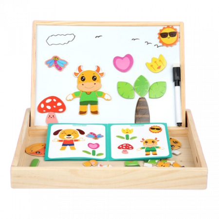 Joc Educativ din Lemn, Labirint cu Animale de la Ferma, Logical Thinking and puzzle Drawing Board, 3 ani+, EduJucarii [1]