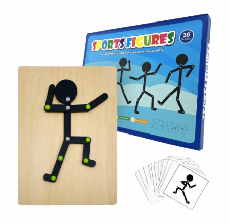 Jucarii interactive - Joc Educativ din lemn, Montessori, Sports Figures, Figurina Structura Corpului Uman, 3 ani+, EduJucarii