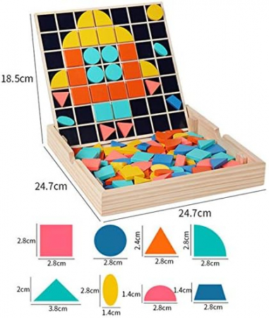 Joc educativ din lemn, multifunctional, Mosaic variety board, Pixel, 184 piese, 3 ani +, EduJucarii [3]
