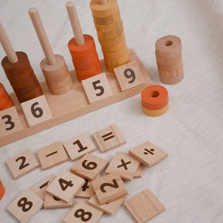 Joc educativ din lemn, Numaratoare, Calcule si operatiuni matematice, Montessori, Abac lemn, Digital Pillar, 2 ani+, EduJucarii [4]