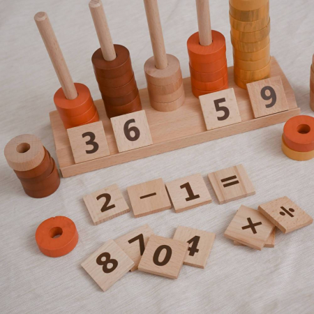 Joc educativ din lemn, Numaratoare, Calcule si operatiuni matematice, Montessori, Abac lemn, Digital Pillar, 2 ani+, EduJucarii [6]
