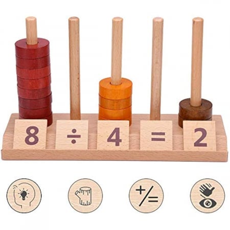 Joc educativ din lemn, Numaratoare, Calcule si operatiuni matematice, Montessori, Abac lemn, Digital Pillar, 2 ani+, EduJucarii [2]
