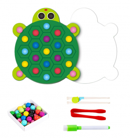 Joc educativ Montessori din lemn, Pincer Bead Game, Broasca, pentru memorie, potrivire si sortare, 3 ani +, EduJucarii [1]