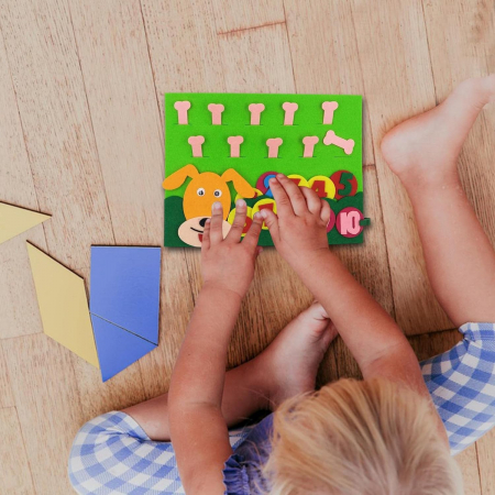 Joc educativ montessori,  numere, prescolari fetru, Catel, 26 x 20 cm, 3 ani+, Edujucarii [3]