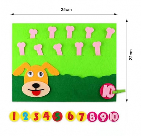 Joc educativ montessori,  numere, prescolari fetru, Catel, 26 x 20 cm, 3 ani+, Edujucarii [1]