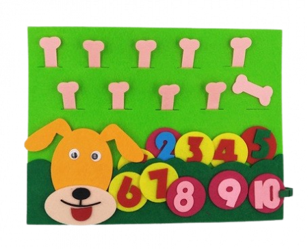 Jocuri de memorie, inteligenta si asociere - Joc educativ montessori,  numere, prescolari fetru, Catel, 26 x 20 cm, 3 ani+, Edujucarii