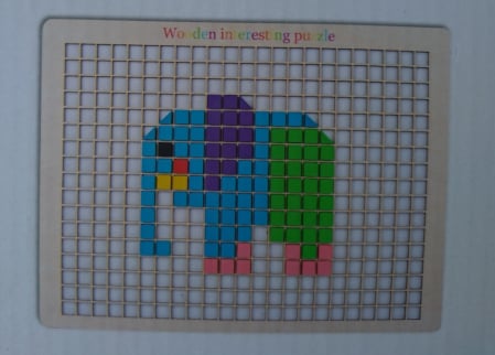 Joc educativ Mozaic pixel din lemn, Formarea imaginilor din pătrate colorate, 370 buc [8]