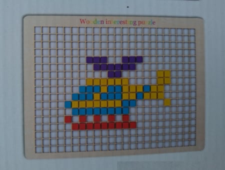 Joc educativ Mozaic pixel din lemn, Formarea imaginilor din pătrate colorate, 370 buc [4]