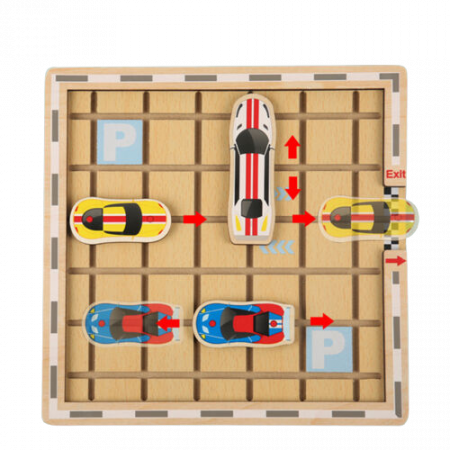 Joc educativ, Parcare Masini 3D, labirint in stil Montessori confectionat din lemn, Moving Game - Wooden Toy [4]