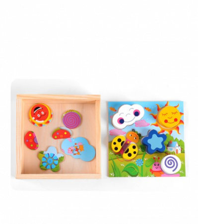 Joc educativ, Puzzle din lemn cu 18 piese inserabile, Graph Intelligence box, 3 ani+, Edujucarii [6]