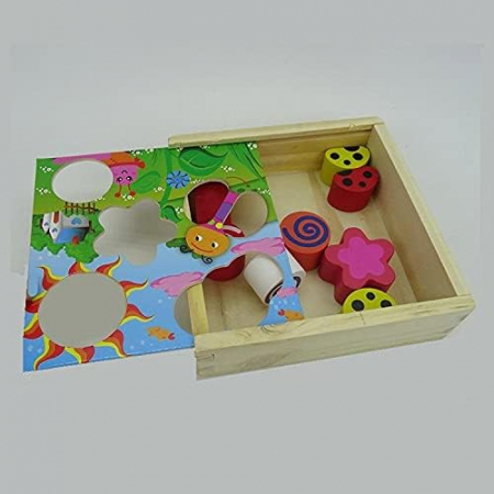 Joc educativ, Puzzle din lemn cu 18 piese inserabile, Graph Intelligence box, 3 ani+, Edujucarii [3]