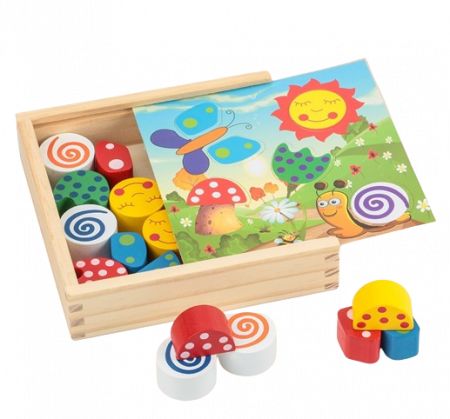 Joc educativ, Puzzle din lemn cu 18 piese inserabile, Graph Intelligence box, 3 ani+, Edujucarii [2]