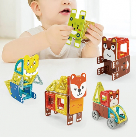 Joc Educativ si Creativ, Set magnetic de construit cu animalute, 98 Piese, 3 ani+ [2]