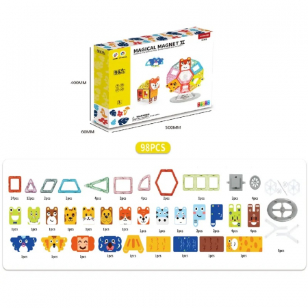 Joc Educativ si Creativ, Set magnetic de construit cu animalute, 98 Piese, 3 ani+ [3]