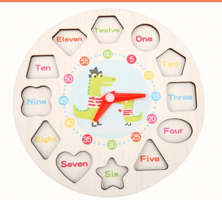 Joc Educativ si Distractiv din lemn, ceas cu jetoane puzzle, Montessori, + 3 ani, Edujucarii [1]
