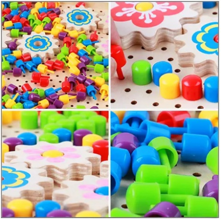 Joc Educativ si Distractiv din lemn, Mozaic Pixel cu Carticica modele, Multicolor, 257 piese, + 3 ani, Edujucarii [5]