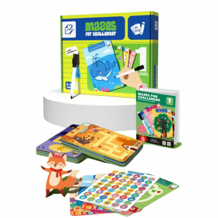 Joc Labirinturi cu 25 de Planse Reutilizabile, educative, Nivel 1, 3 ani+ [1]