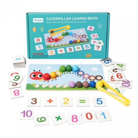 Joc Logaritmic  Omida de sortare, indemanare, asociere culori si operatii matematice, bile colorate din lemn, Joc tip Montessori, 3 ani+, EduJucarii [1]