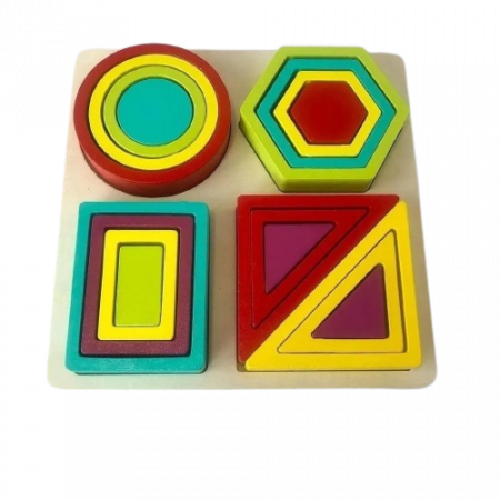 Joc logic de potrivire forme geometrice Shape and Ferrule, Montessori, lemn, 3 ani+, EduJucarii [3]